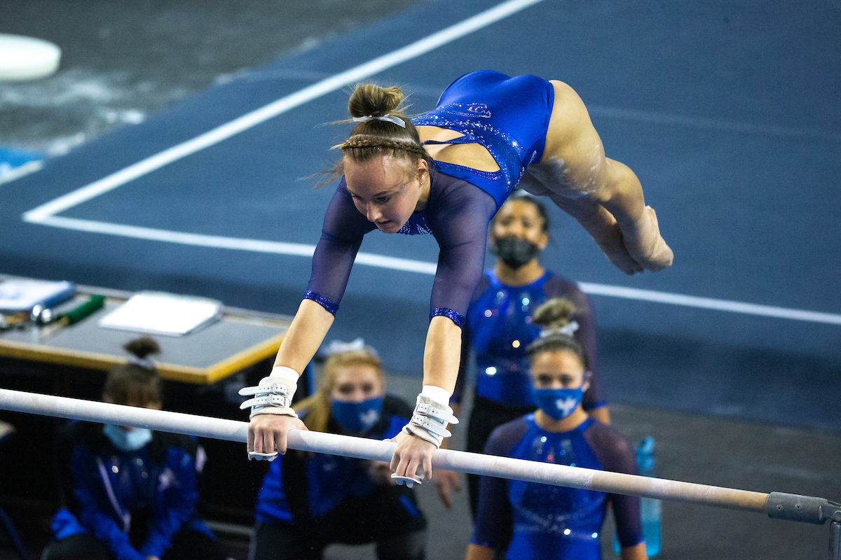 Raena Worley.

Kentucky falls to Alabama 196.775 - 196.350.

Photo by Grace Bradley | UK Athletics