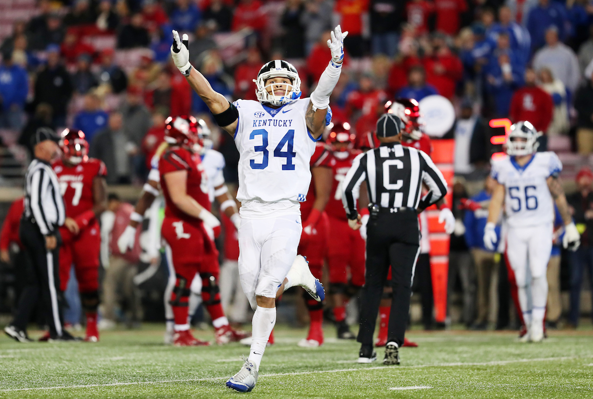 Jordan Jones

UK football beats Louisville 56-10 at Cardinal Stadium. 

Photo by Britney Howard  | UK Athletics