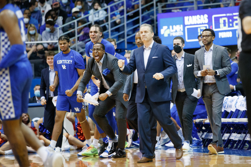 Chin Coleman. Coach John Calipari.

Kentucky beats Kansas, 80-62.

Photo by Elliott Hess | UK Athletics