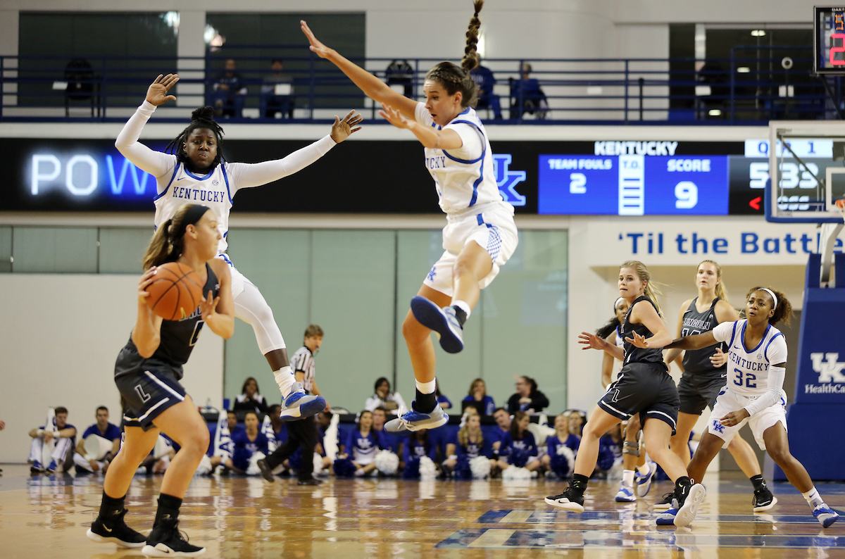 Amanda Paschal, Blair Green
The Women's Basketball team beat Lincoln Memorial University.
Photo by Britney Howard | UK Athletics