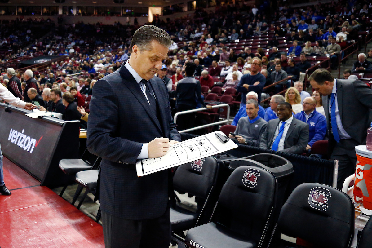 John Calipari.

The University of Kentucky men?s basketball falls to South Carolina 76-68 on Wednesday, 
January 16th, 2018, at Colonial Life Arena in Columbia, SC.

Photo by Quinn Foster I UK Athletics