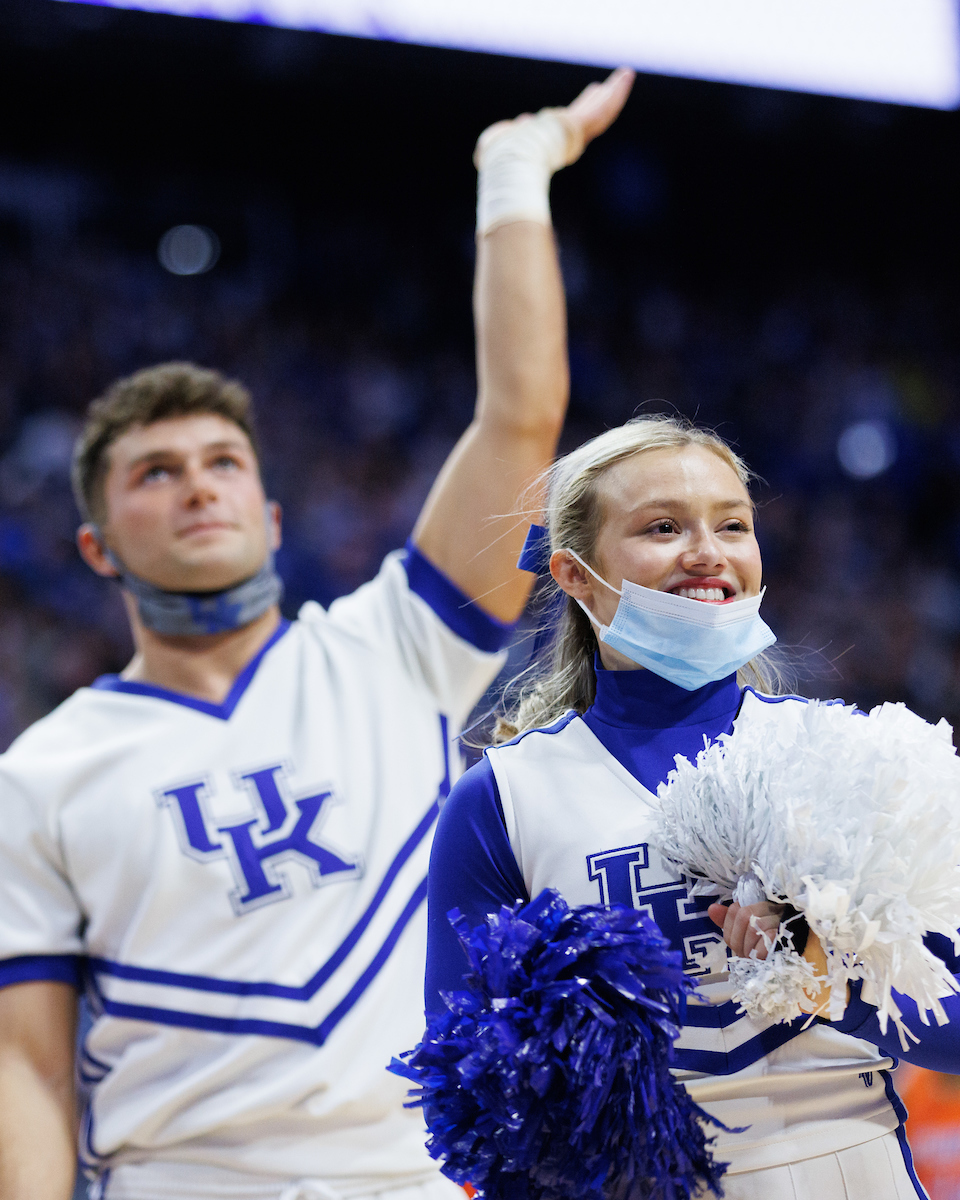 Cheerleaders. Brady Adkins. Katy de la Mora.

Kentucky beat Florida 78-57.

Photo by Elliott Hess | UK Athletics