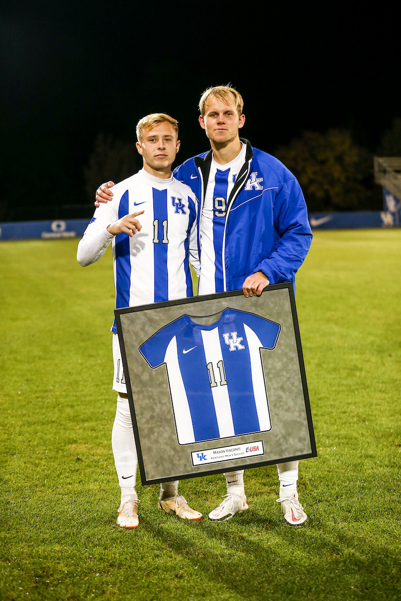 Mason Visconti, Eythor Bjorgolfsson.

Kentucky MSOC Recognizes 14 Seniors.

Photo by Grace Bradley | UK Athletics