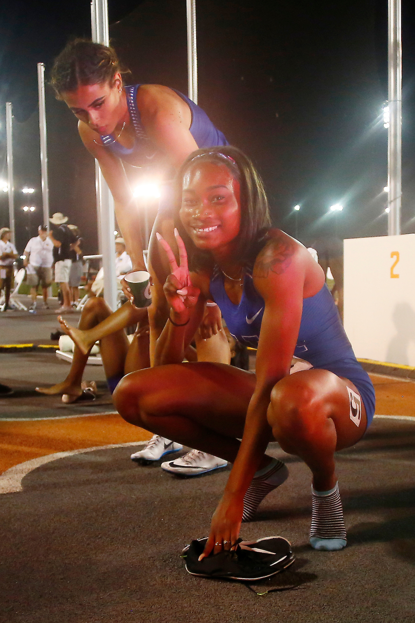 Sydney McLaughlin. Kayelle Clarke.

Day three of the 2018 SEC Outdoor Track and Field Championships on Sunday, May 13, 2018, at Tom Black Track in Knoxville, TN.

Photo by Chet White | UK Athletics