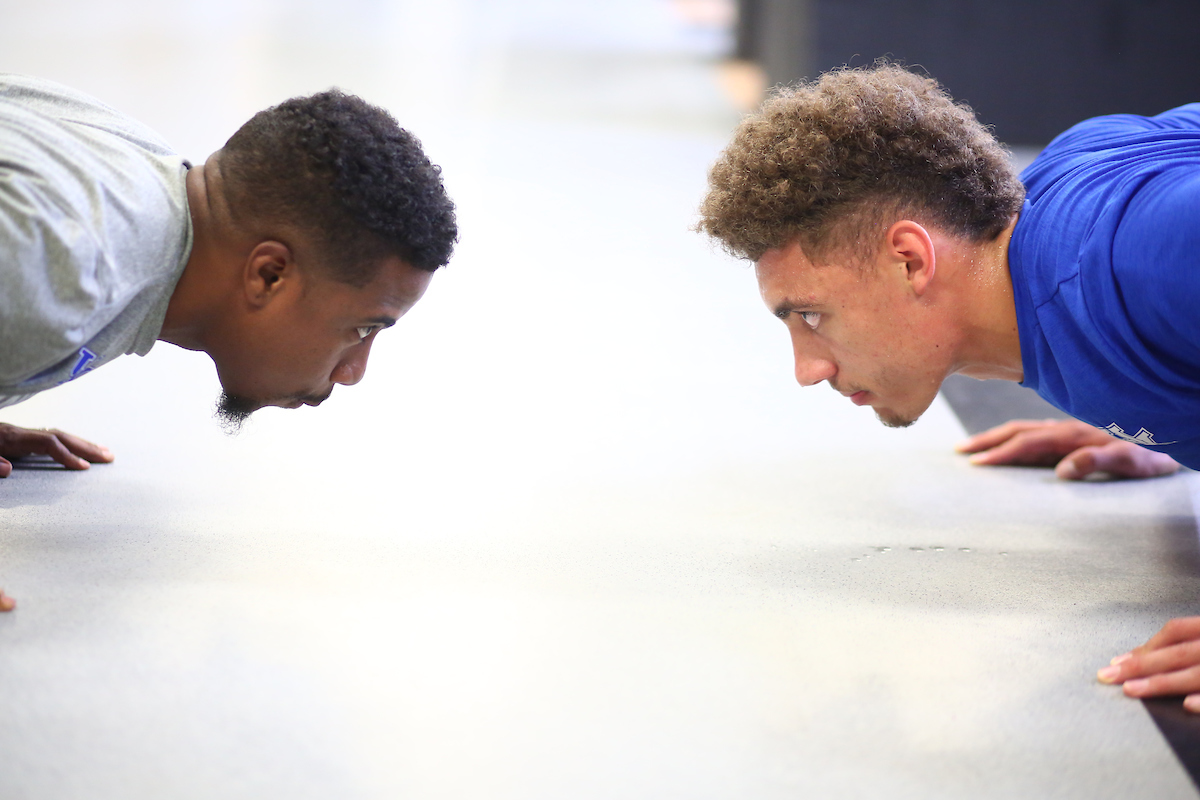 Robert Harris. Reid Travis.

Big Blue Caravan. Somerset, Ky. Somerset Kroger. June 21, 2018.

Photo by Chet White | UK Athletics