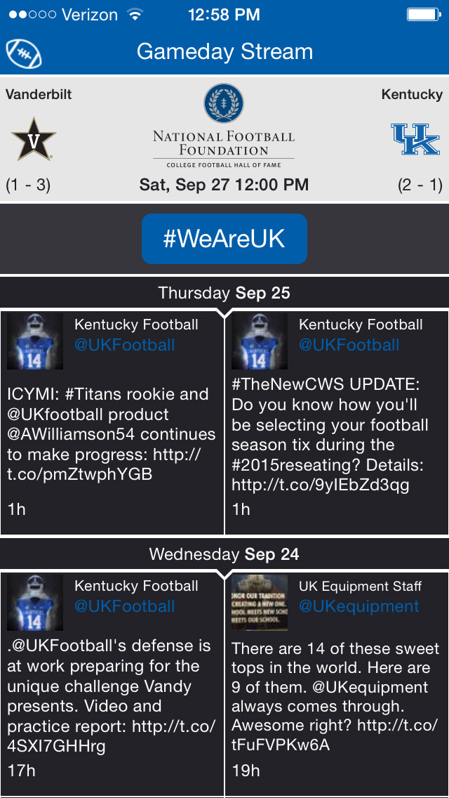 Kentucky Launches Gameday Mobile Application