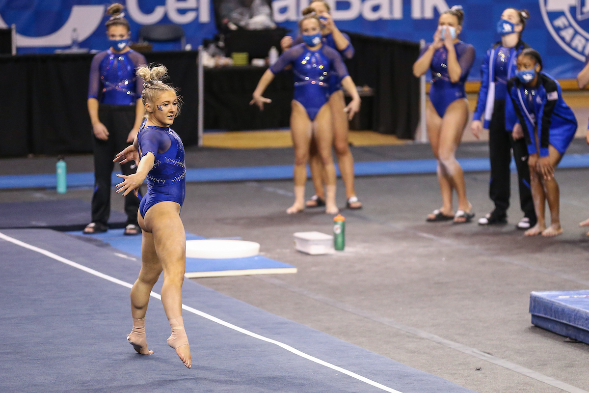 Hailey Davis.

Kentucky fall to Alabama 196.775 - 196.350.

Photo by Sarah Caputi | UK Athletics