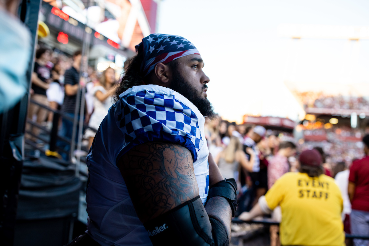 Darian Kinnard

Kentucky beats South Carolina, 16-10.

Photo by Jacob Noger UK Athletics