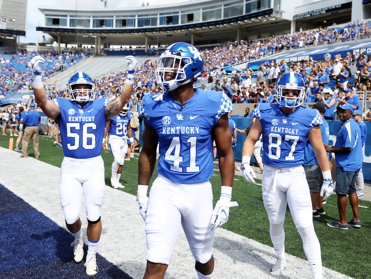 Josh Allen, Kash Daniel, CJ Conrad

Kentucky Football beats Central Michigan 35-20.

Photo by Britney Howard | UK Athletics