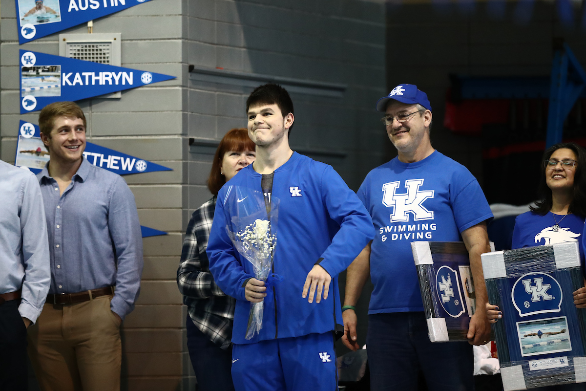 The UK men's and women's swim and drive teams beat Louisville on Senior Day at the Lancaster Aquatic Center on Saturday, January 26, 2019.

Photo by Elliott Hess | UK Athletics