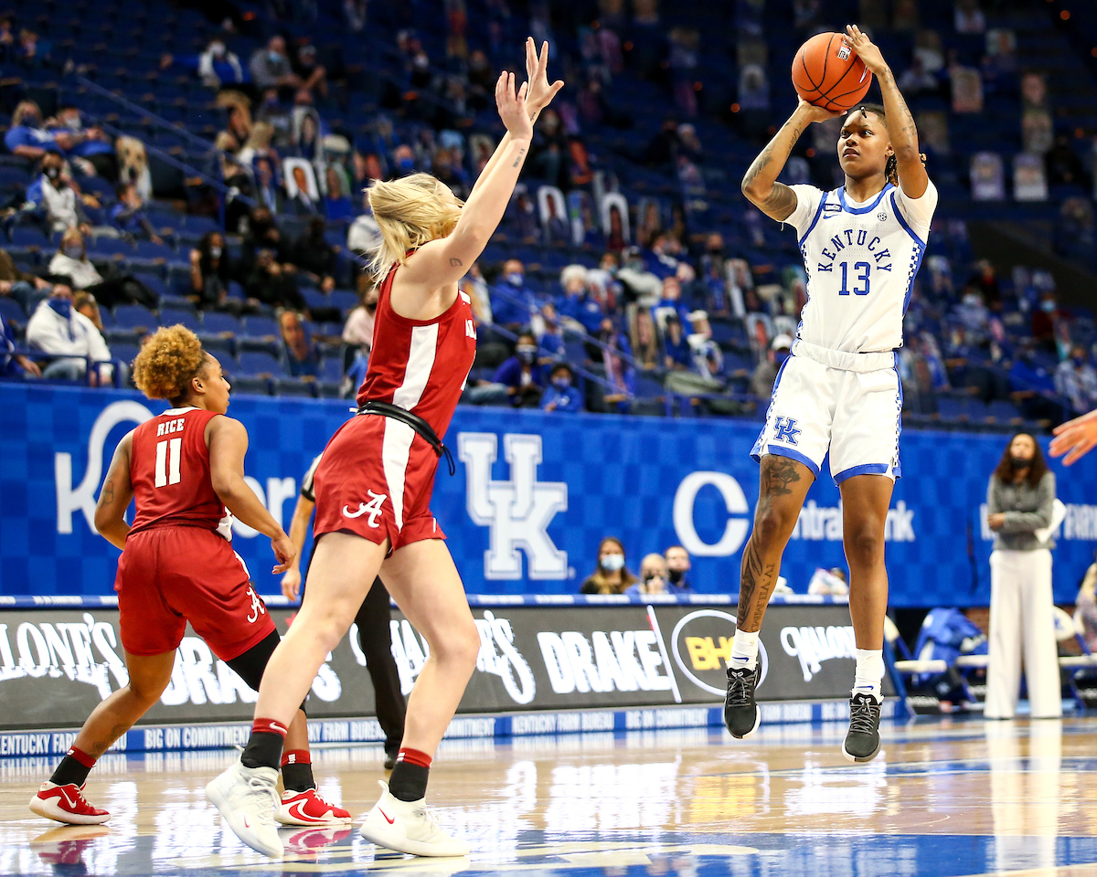 Jazmine Massengill. 

Kentucky beats Alabama 81-68.

Photo by Eddie Justice | UK Athletics