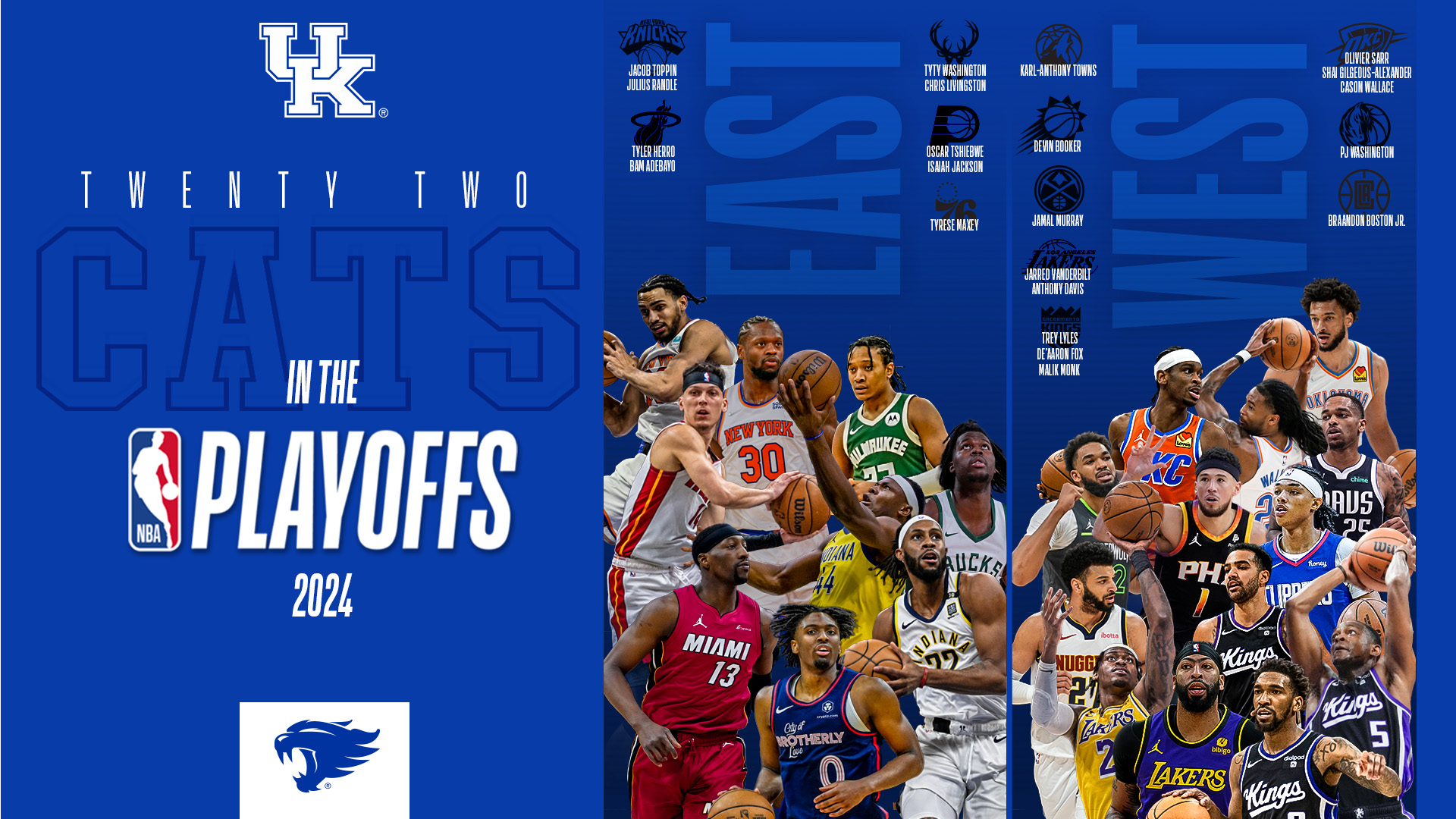 Wildcats Lead Country with 22 in 2024 NBA Playoffs