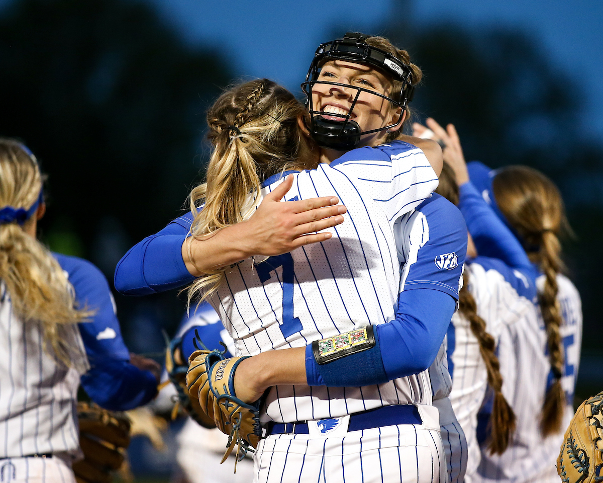Celebration. Grace Baalman. 

Kentucky defeats LSU 7-5. 

Photo by Eddie Justice | UK Athletics