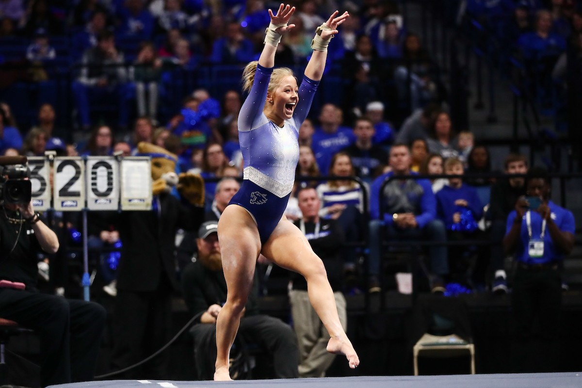MOLLIE KORTH.

The University of Kentucky gymnastics team beats Arkansas with a winning score of 195.275 on Excite Night. 


Photo by Elliott Hess | UK Athletics