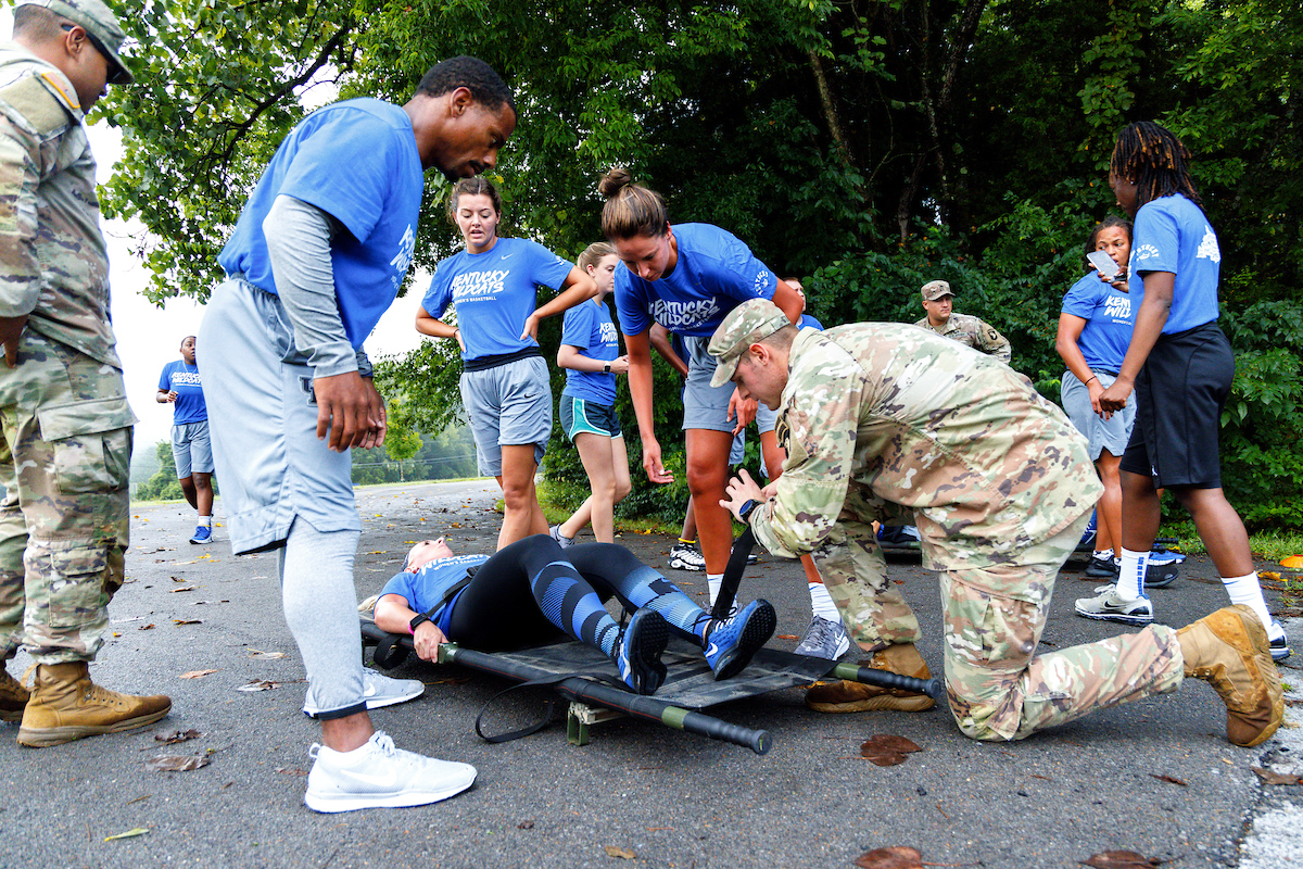 Amy Tilley. Lee Taylor. Emma King. Blair Green. 

Kentucky Women’s Basketball team bonding trip to Fort Campbell.

Photo by Eddie Justice | UK Athletics
