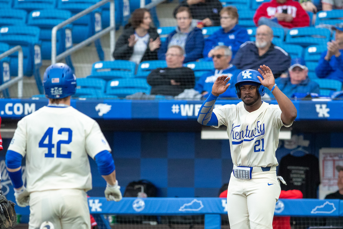 Kentucky Wildcats Elliott Curtis (42), Kentucky Wildcats Orlando Adams Jr. (21)

UK over WKU 15-0 at Kentucky Proud Park. 

Photo by Mark Mahan | UK Athletics