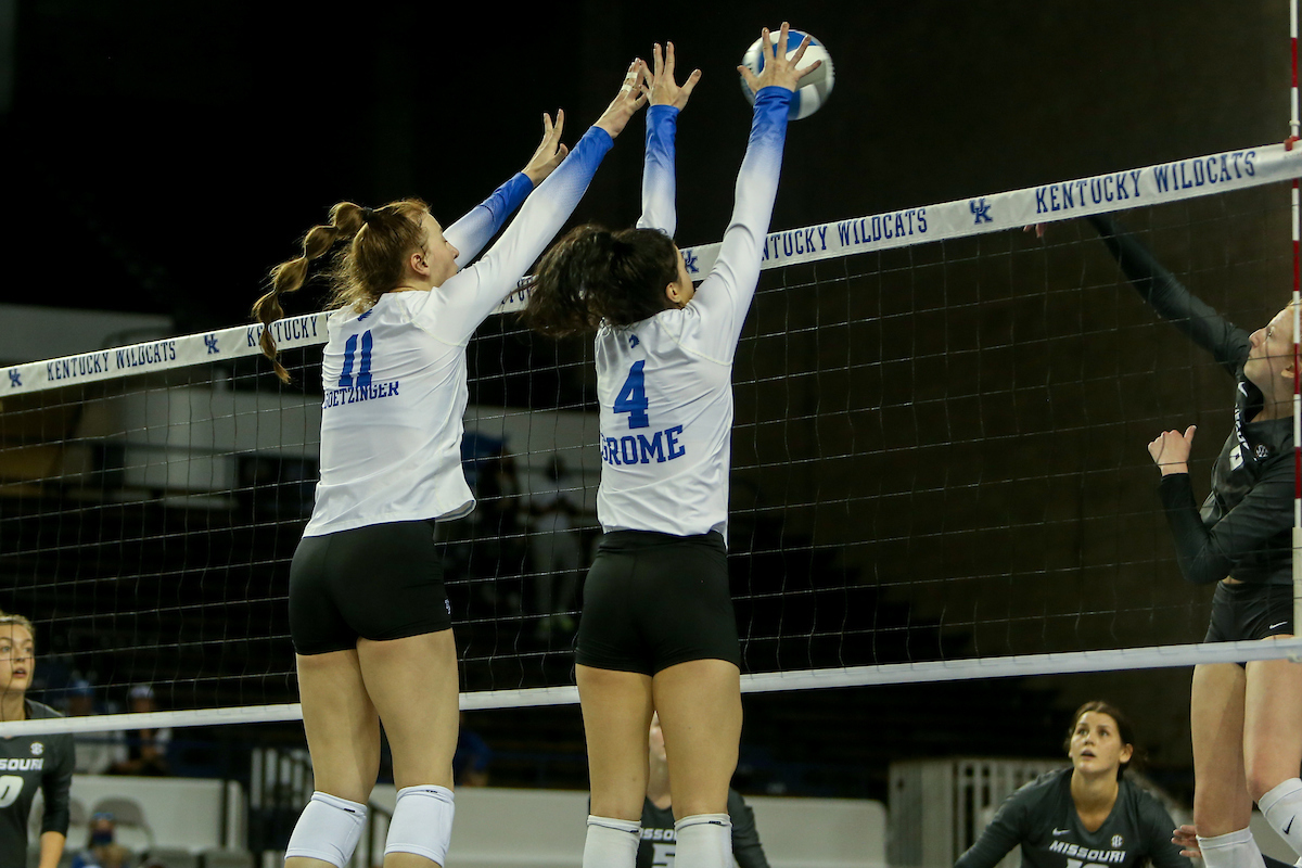 Elise Goetzinger and Emma Grome.

Kentucky beats Mizzou 3 - 0.

Photo by Sarah Caputi | UK Athletics