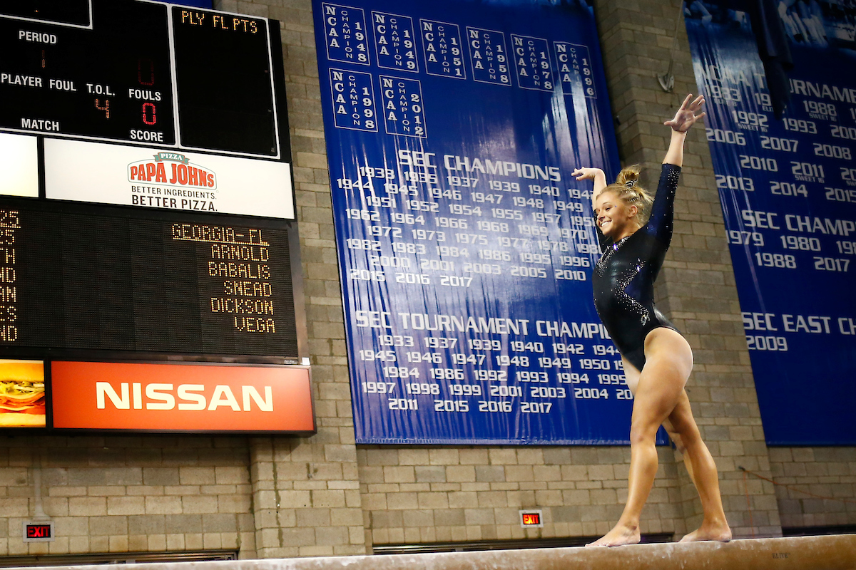Mollie North.

The University of Kentucky gymnastics in action against Georgia on Friday, February 9th, 2018 at Memorial Coliseum in Lexington, Ky.

Photo by Quinn Foster I UK Athletics