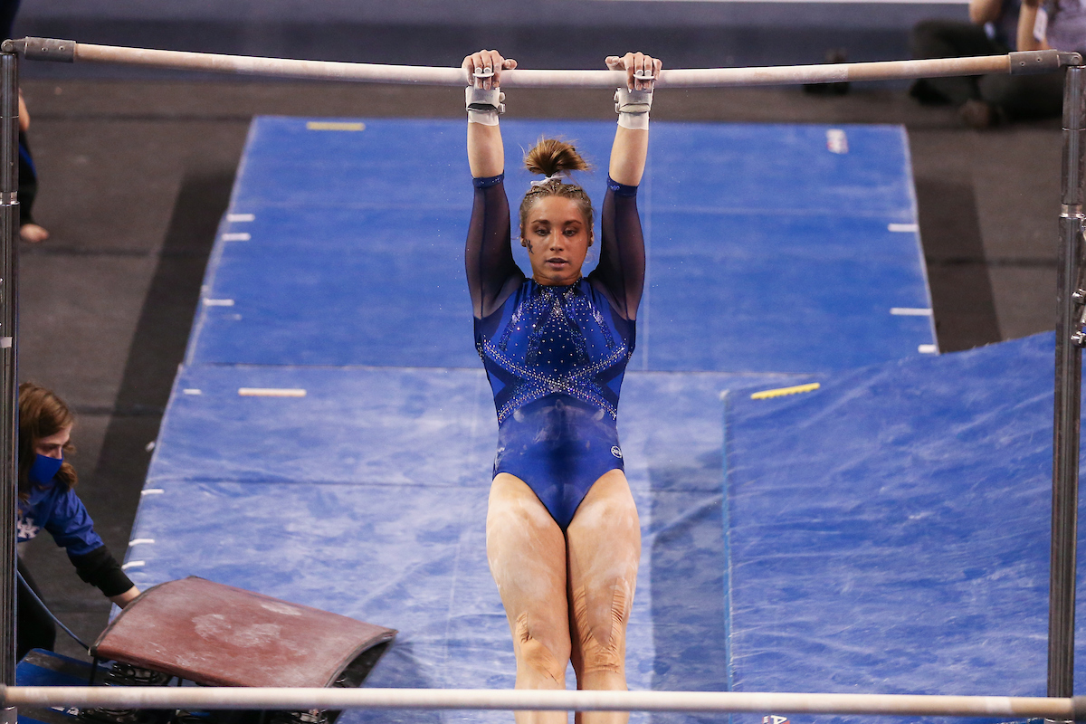 Shaelyn Luksik.

Kentucky fall to Alabama 196.775 - 196.350.

Photo by Sarah Caputi | UK Athletics