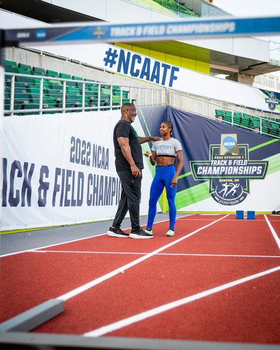 Lonnie Greene. Masai Russell.

Shake out.

NCAA Track and Field Outdoor Championships.

Photo by Chet White | UK Athletics