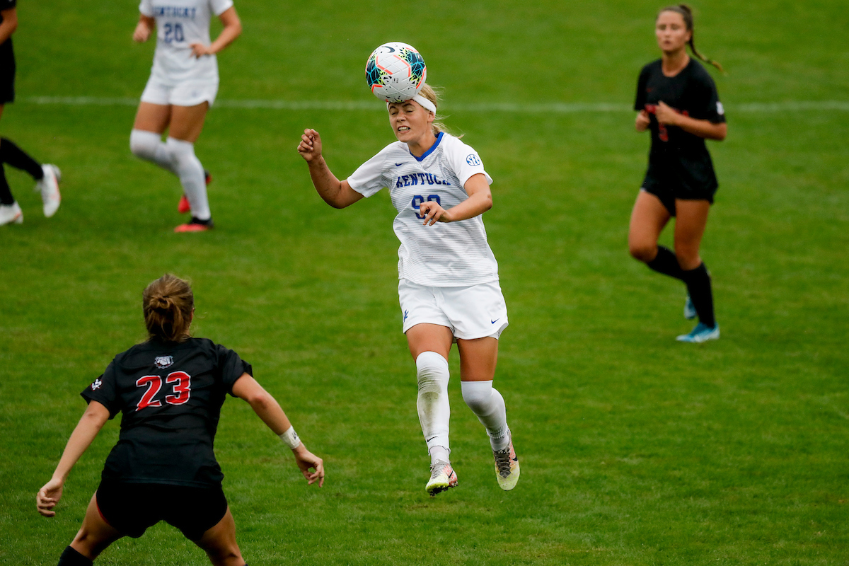 Marie Olesen.

UK women’s soccer tied Georgia 1-1 in double OT on Sunday, October 11, 2020, at The Bell in Lexington, Ky.

Photo by Chet White | UK Athletics