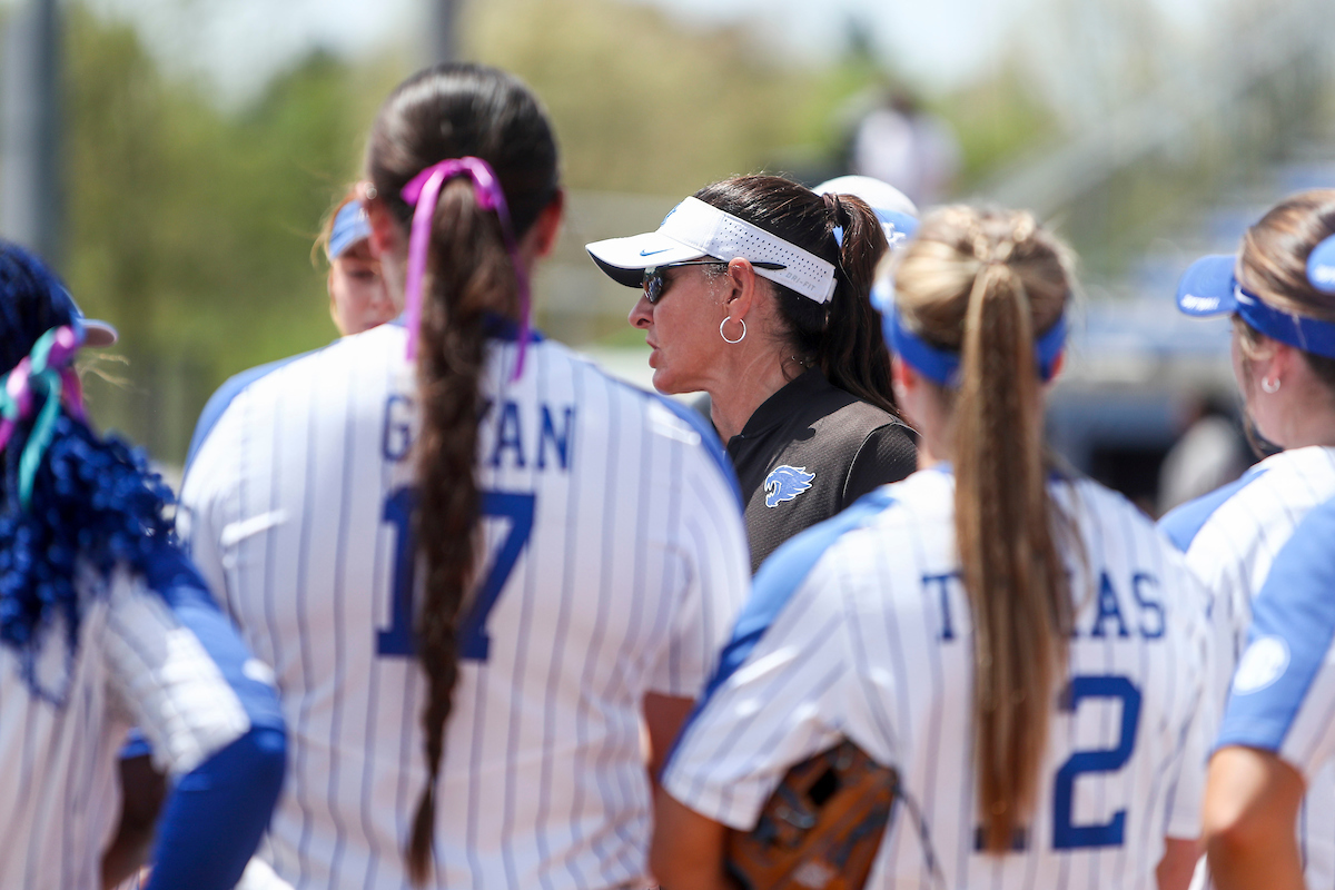 Coach Rachel Lawson.

Kentucky defeats Mississippi State 9-5.

Photo by Sarah Caputi | UK Athletics