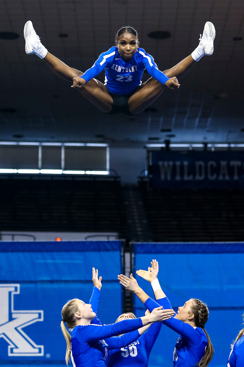 Mahogany Mobley.

Kentucky Stunt blue and white scrimmage. 

Photo by Eddie Justice | UK Athletics