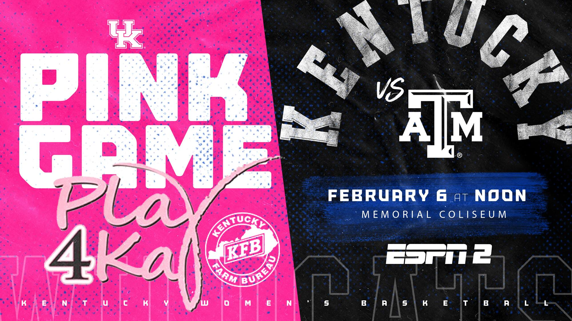 Pink Game: Kentucky Hosts Texas A&M Sunday Inside Memorial Coliseum