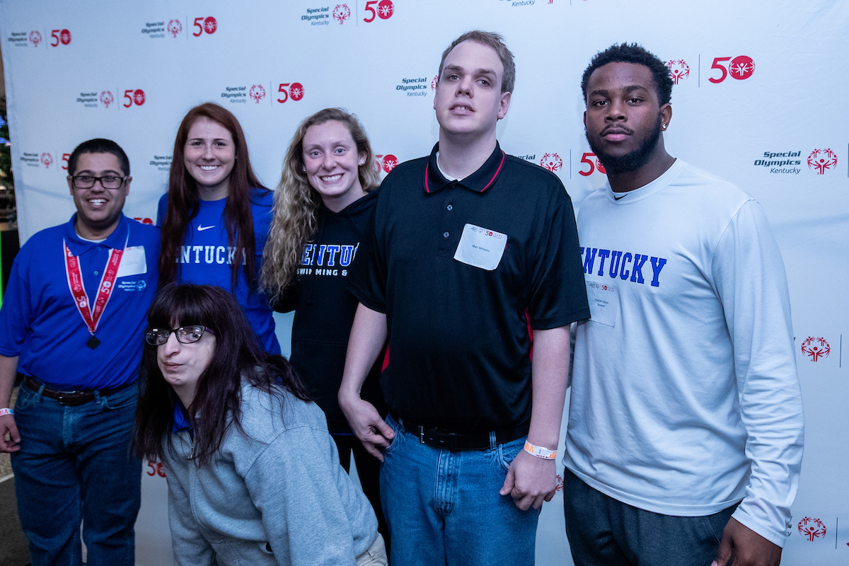 UK athletes bowl with members of Special Olympics at Collins Bowling Alley on , Saturday Dec. 8, 2018  in Lexington, Ky. Photo by Mark Mahan