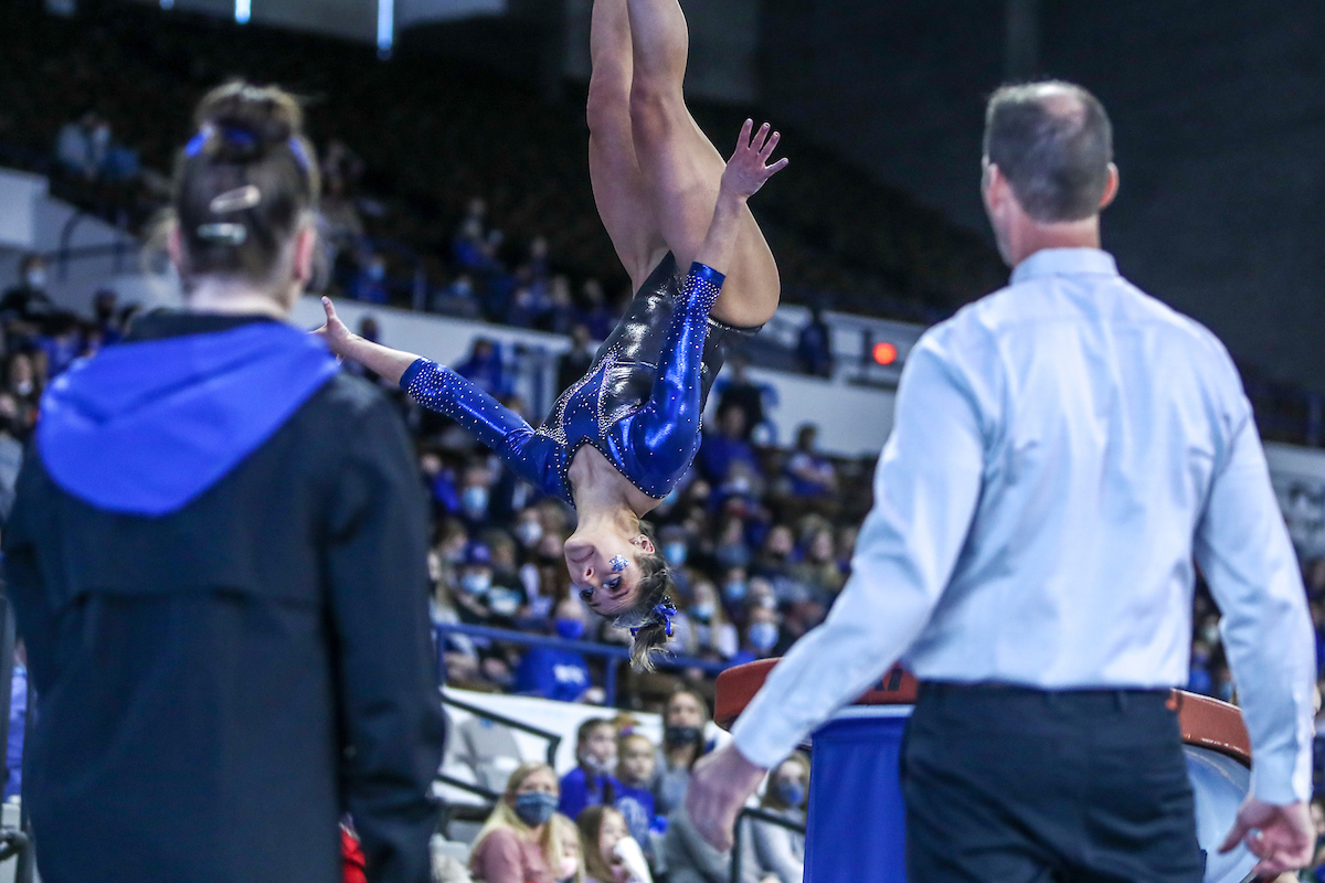 Isabella Magnelli.

Kentucky defeats Mizzou 197.450-196.875.

Photo by Sarah Caputi | UK Athletics