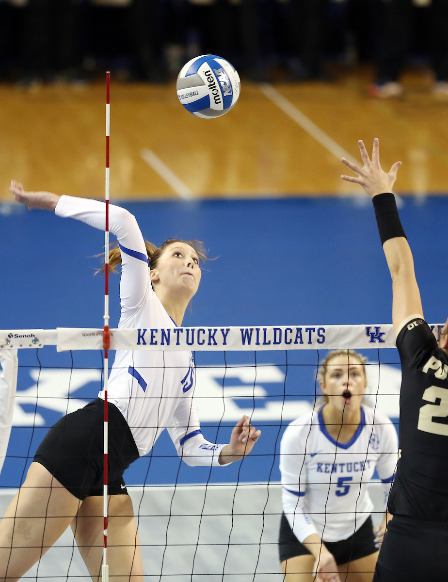 Brooke Morgan

UK volleyball beats Purdue in the second round of the NCAA Tournament.  

Photo by Britney Howard  | UK Athletics