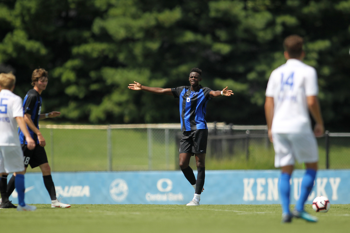 Aime Mabika.

Kentucky men's soccer in action again S. Louis University in an exhibition match on Sunday, August 12th, 2018 at The Bell in Lexington, Ky.

Photo by Quinlan Ulysses Foster I UK Athletics