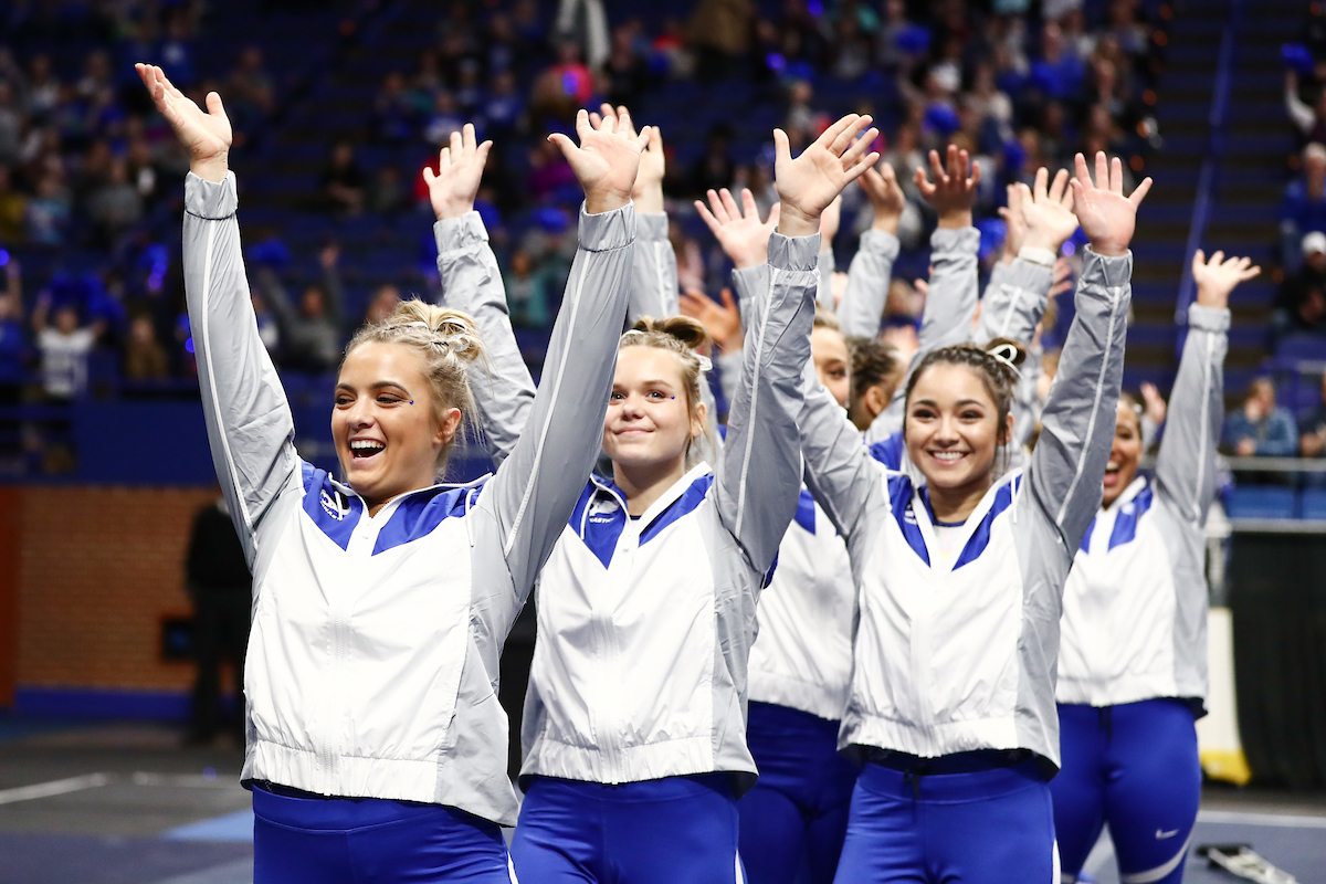 Team.

The University of Kentucky gymnastics team beats Arkansas with a winning score of 195.275 on Excite Night. 


Photo by Elliott Hess | UK Athletics
