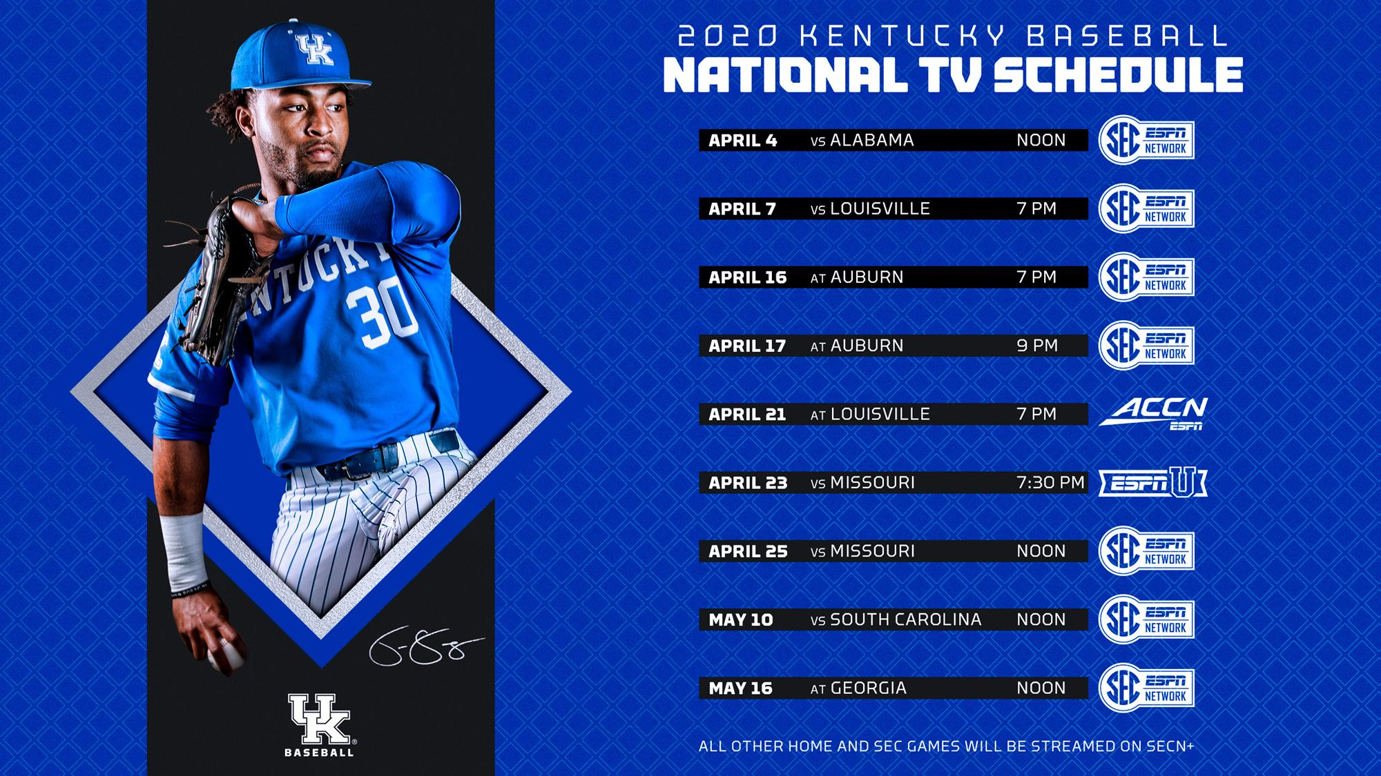 Kentucky Baseball to Appear Nine Times on National TV