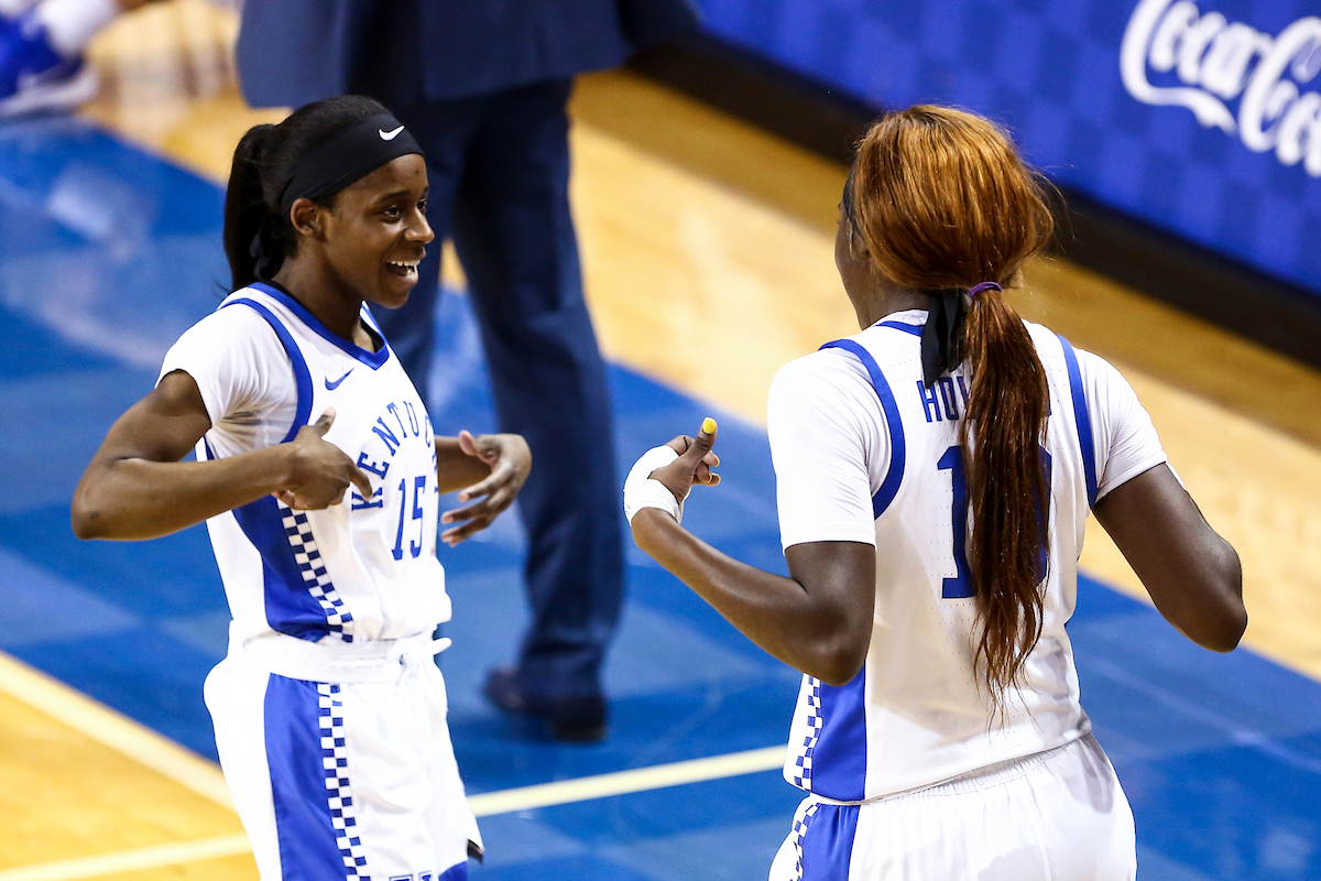 Chasity Patterson, Rhyne Howard.

Kentucky beat Mississippi State 73-62.

Photo by Grace Bradley | UK Athletics