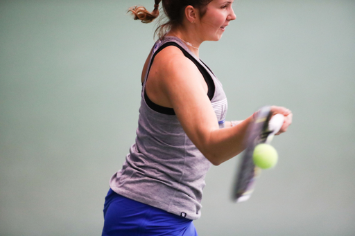 JUSTINA MIKULSKYTE.

The University of Kentucky women's tennis team beat Baylor 4-1 on Sunday, February 4, 2018 in Lexington's Boone Center.

Photo by Elliott Hess | UK Athletics