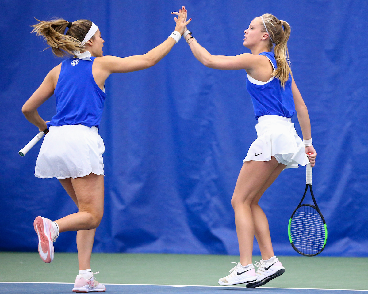 Carla Girbau, Ellie Eades.

Kentucky defeats Miami Ohio 5-2.

Photo by Grace Bradley | UK Athletics