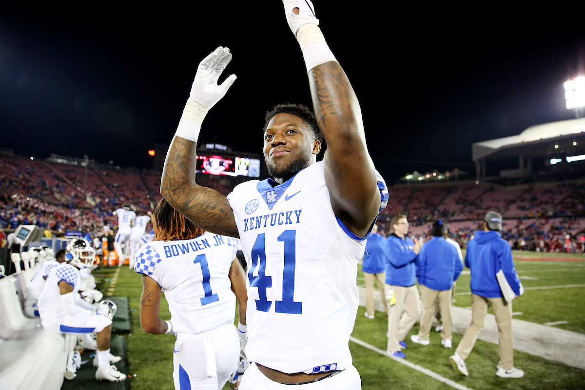 Josh Allen

UK football beats Louisville 56-10 at Cardinal Stadium. 

Photo by Britney Howard  | UK Athletics