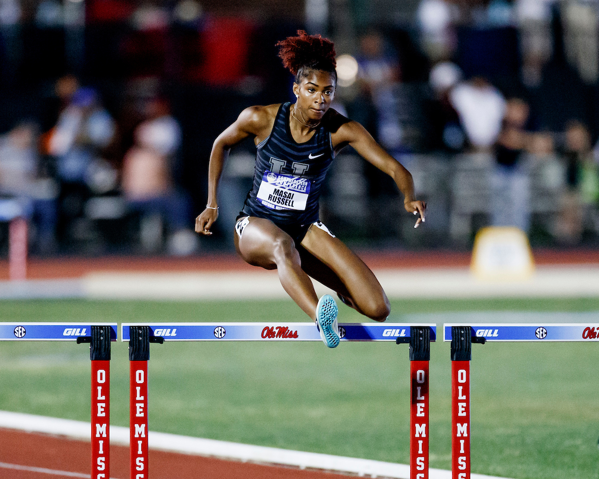 Masai Russell.

SEC Outdoor Track and Field Championships Day 1.

Photo by Elliott Hess | UK Athletics