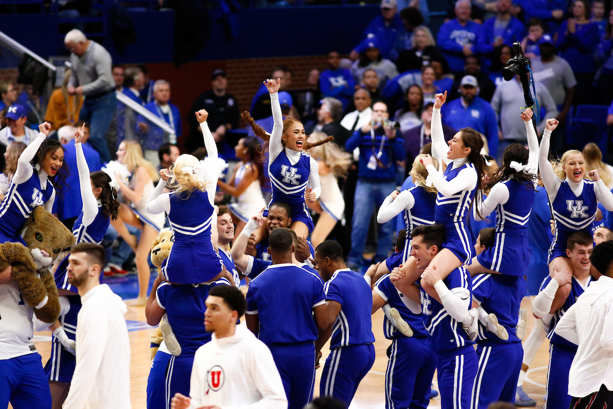Cheerleaders.

Kentucky beat Utah 88-61 on Saturday, December 15, 2018, in Lexington's Rupp Arena.

Photo by Maddie Baker | UK Athletics