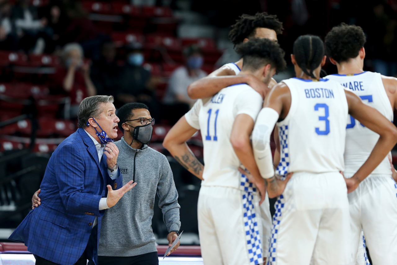 John Calipari. Jai Lucas. 

Kentucky beat Mississippi State 78-73 in Starkville.

Photo by Chet White | UK Athletics