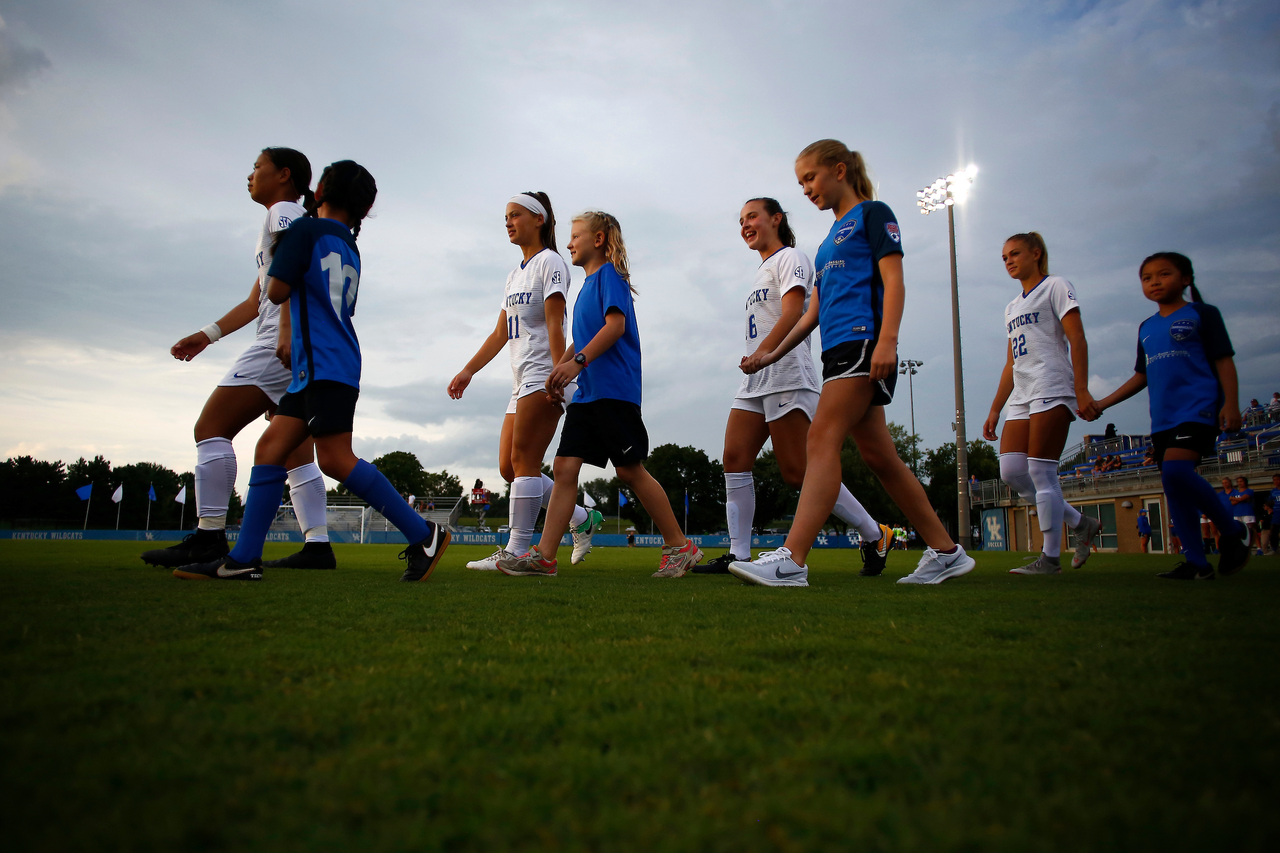 Team. Ball girls.

The University of Kentucky women's soccer team beat SIUE 2-1 in the Cats season openr on Friday, August 17, 2018, at The Bell in Lexington, Ky.

Photo by Chet White | UK Athletics