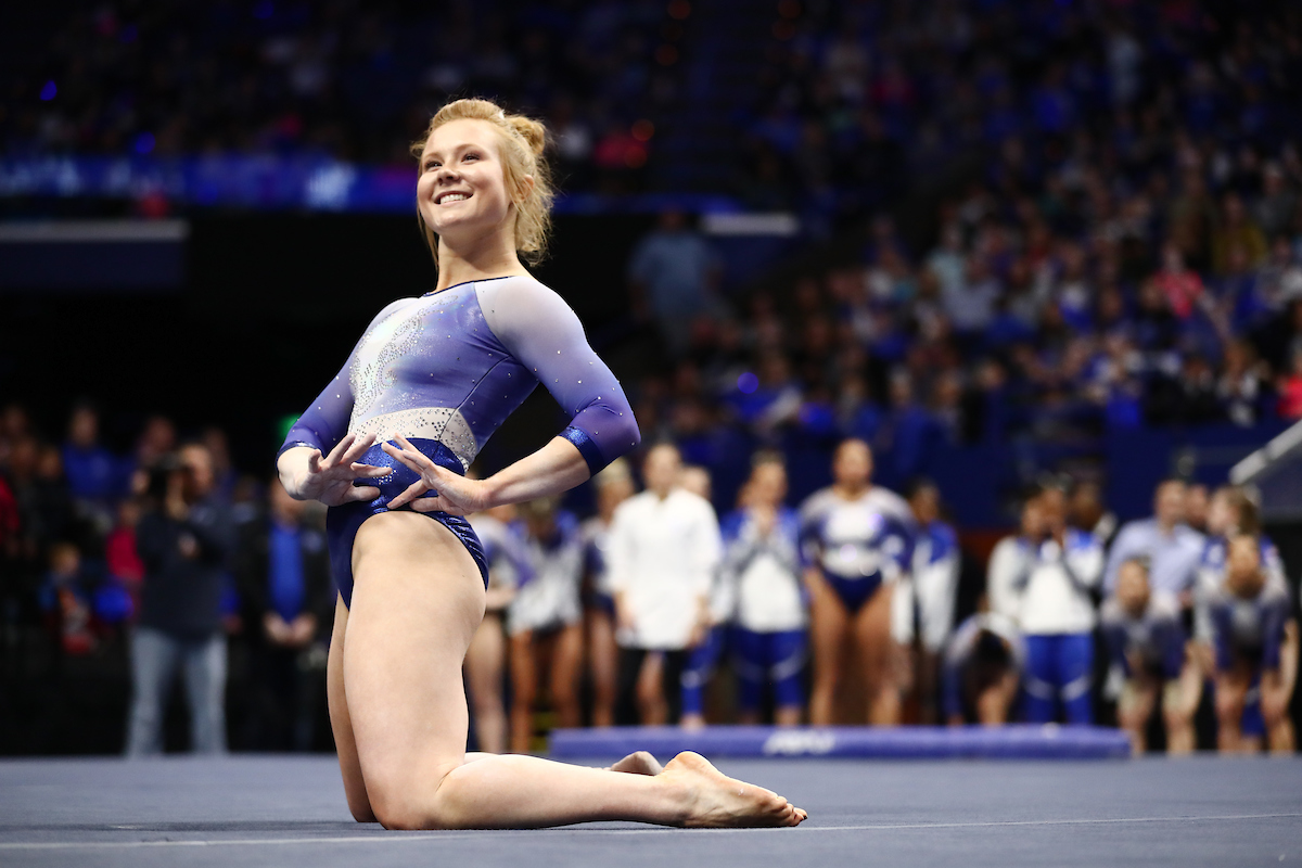SIDNEY DUKES.

The University of Kentucky gymnastics team beats Arkansas with a winning score of 195.275 on Excite Night. 


Photo by Elliott Hess | UK Athletics