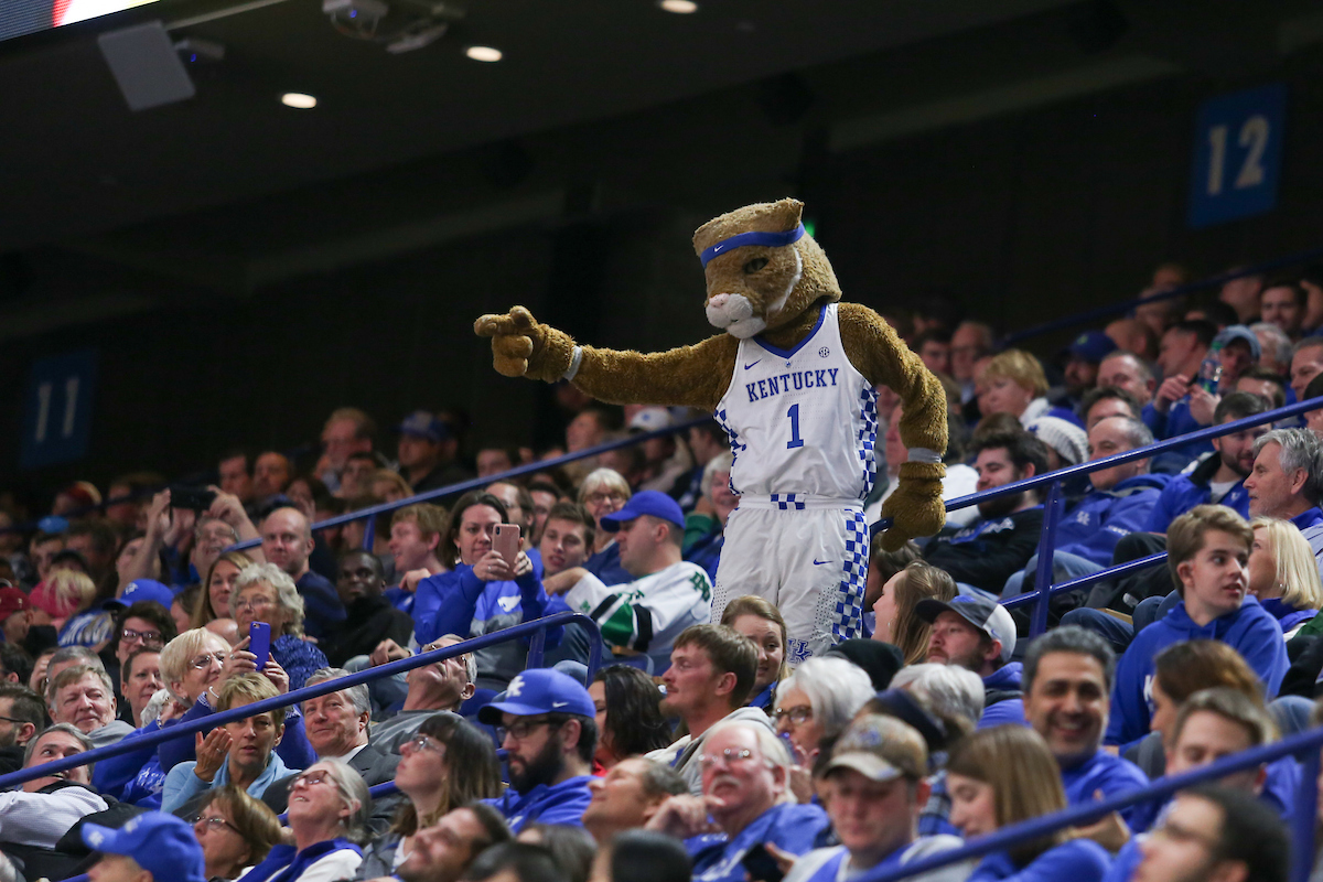 Wildcat, Mascot Men's Basketball beats North Dakota 96-58.Photo by Hannah Phillips | UK Athletics