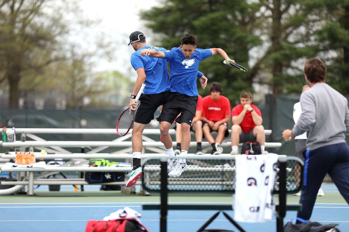 Ying-Ze Chen. Enzo Wallart.

University of Kentucky men's tennis vs. Georgia.

Photo by Quinn Foster | UK Athletics