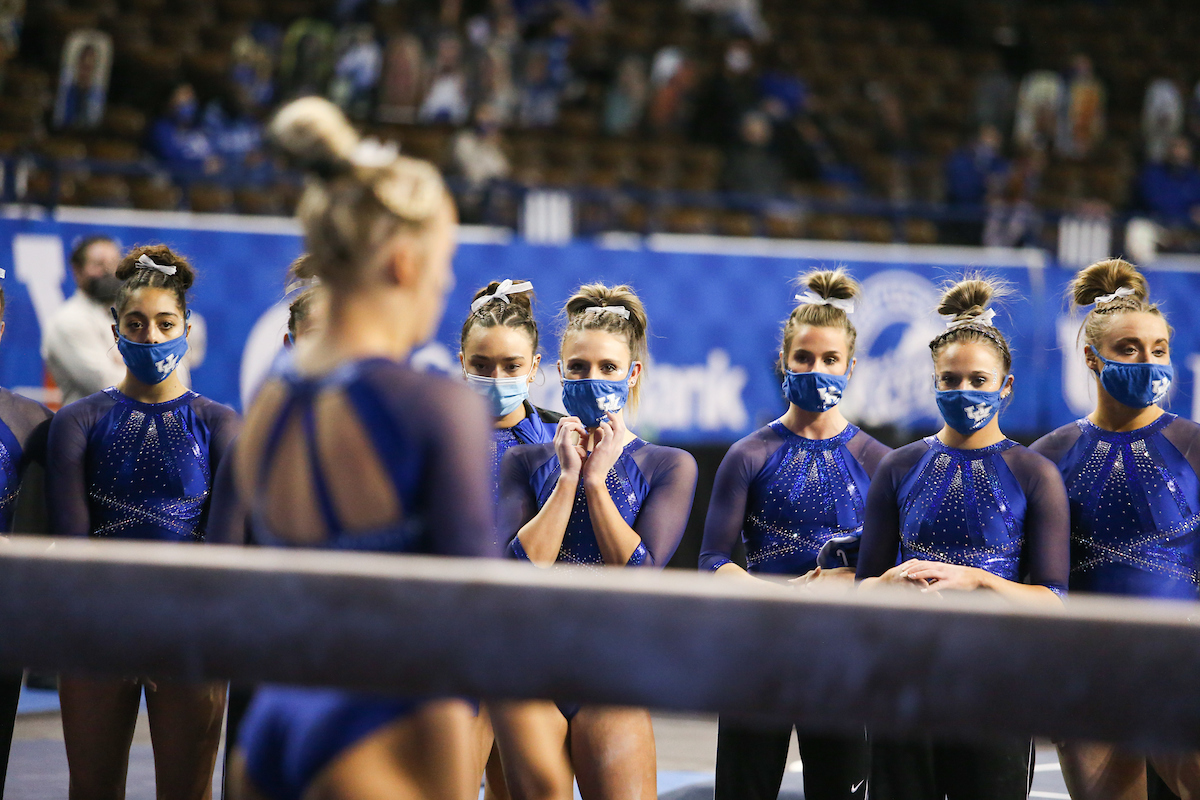 Team.

Kentucky falls to Alabama 196.775 - 196.350.

Photo by Hannah Phillips | UK Athletics