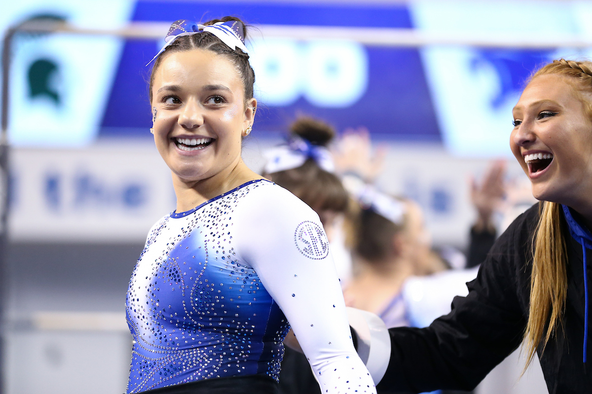 Raina Albores. 

Kentucky defeats Michigan State on Senior night.

Photo by Tommy Quarles | UK Athletics