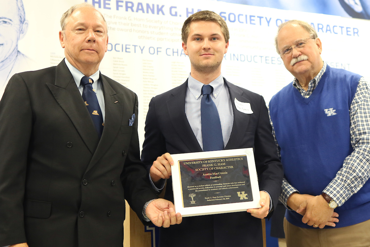 Austin MacGinnis.

Frank G. Hamm Society of Character 2018.

Photo by Quinn Foster I UK Athletics