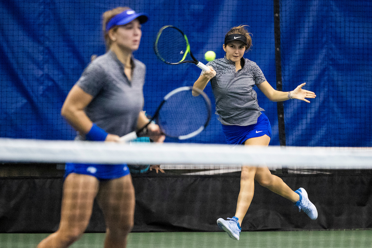 Akvile Parazinskaite. Justina Mikulskyte.

Kentucky beats South Florida 4-0.

Photo by Hannah Phillips | UK Athletics