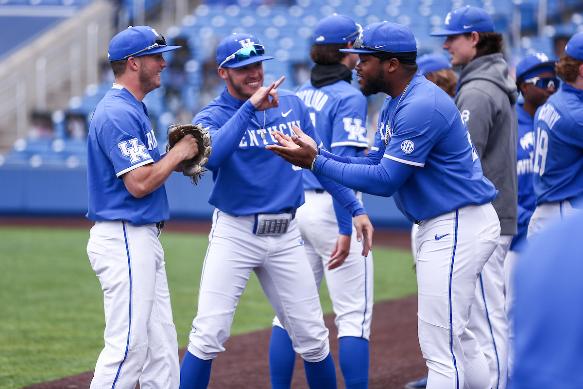 Cam Hill, Chase Bryan, and Oraj Anu. 

Kentucky beats Alabama 5 - 2.

Photo by Sarah Caputi | UK Athletics